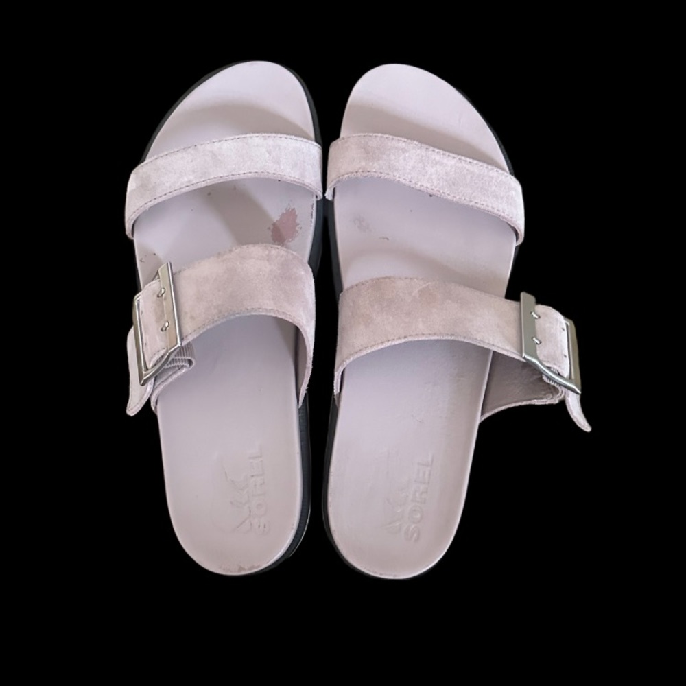 Sorel 2 Strap Buckle sandals in Lavender Nubuck, size 9 Women’s, 40 EU